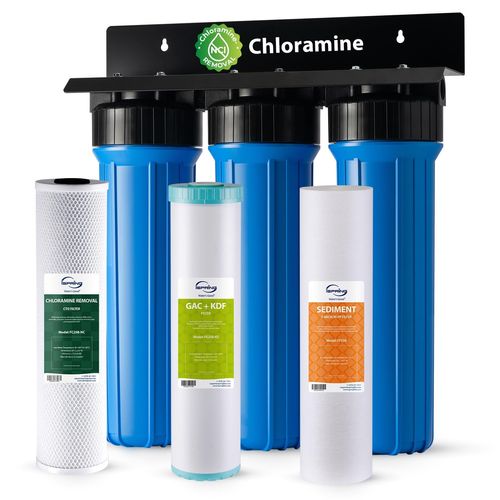 Main product image of 3 Stage Whole House Water Filter System w/ 20" Chloramine & Heavy Metal Reducing Filters