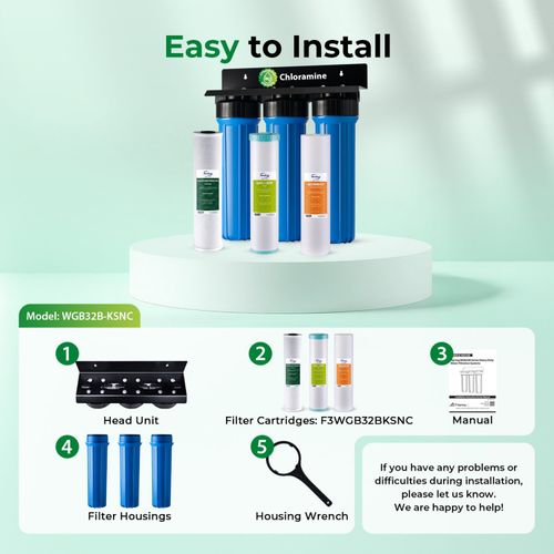 Main product image of 3 Stage Whole House Water Filter System w/ 20" Chloramine & Heavy Metal Reducing Filters