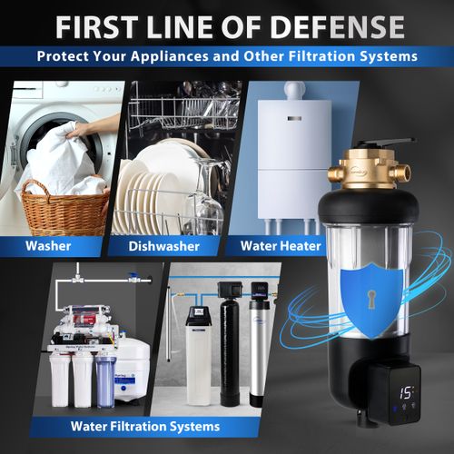 Main product image of 50-Micron Auto-Flush Spin Down Sediment Water Filter for High Flow Applications w/ Bypass