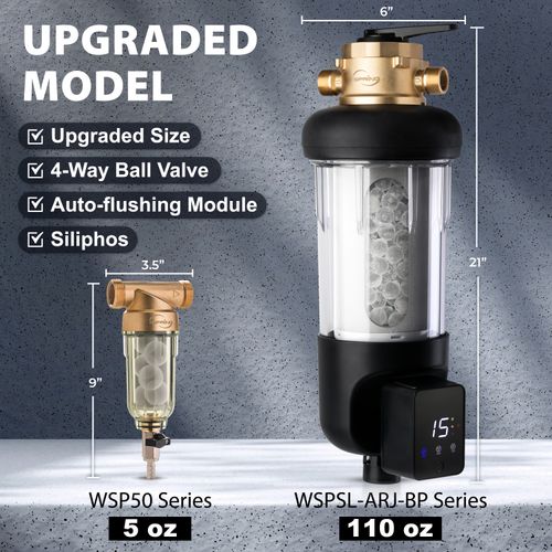 Main product image of WSP50SL-ARJ-BP Jumbo Auto-Flush Anti Scale Spin Down Sediment Water Filter w/ Bypass, 50 Micron