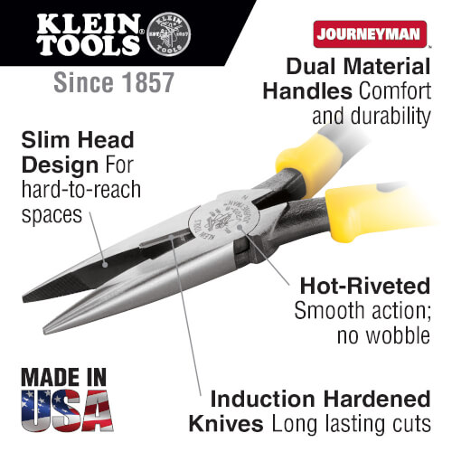 Main product image of 8" Journeyman Long Nose Side-Cutting Pliers