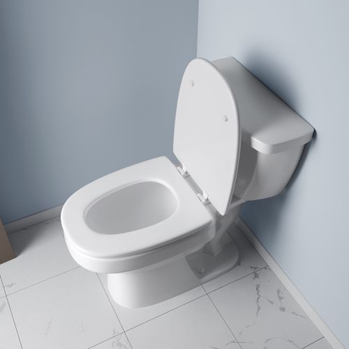 Main product image of Molded Wood Toilet Seat, Elongated Closed Square Front w/ Cover (White)