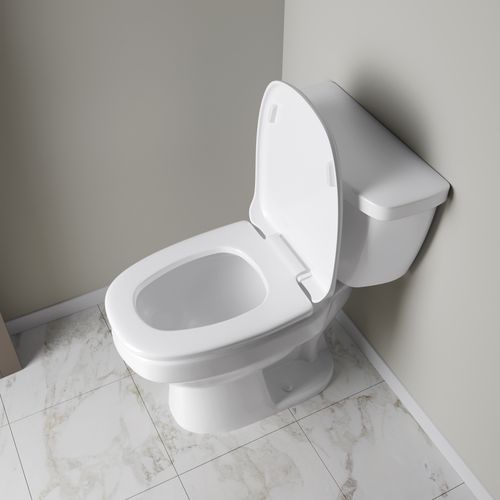 Main product image of Plastic Toilet Seat, Elongated Closed Square Front w/ Cover (White)