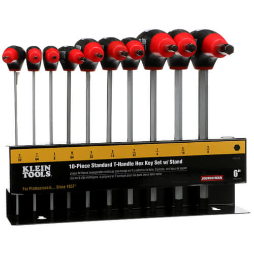Main product image of 6" Hex Key Set w/ Stand, SAE T-Handle (10-Piece)
