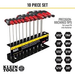 Main product image of 6" Hex Key Set w/ Stand, SAE T-Handle (10-Piece)