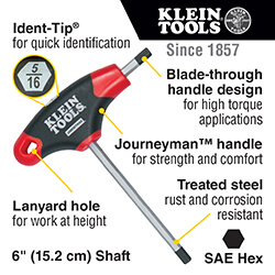 Main product image of 6" Hex Key Set w/ Stand, SAE T-Handle (10-Piece)