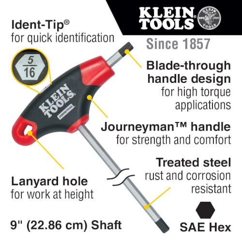 Main product image of 10 Piece 9" T-Handle Hex Key Set w/ Stand (3/32" to 3/8")