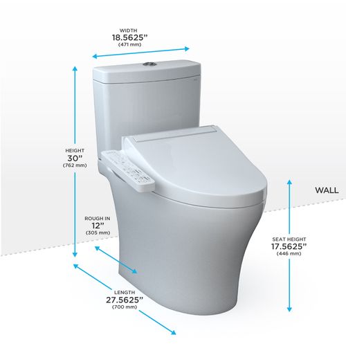 Main product image of MW4463074CEMFGN#01 Washlet + Aquia IV 2-Piece Elongated Universal Height Dual Flush 1.28 & 0.9 GPF Toilet & Washlet C2 Bidet Seat (Cotton White)