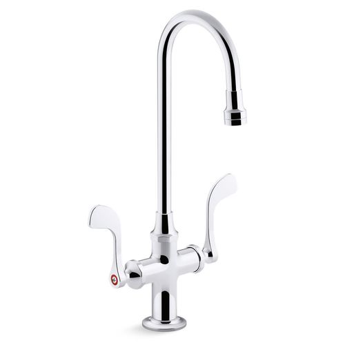Main product image of Triton Bowe Monoblock Gooseneck Bathroom Sink Faucet with Wristblade Handles, Aerated Flow, 1.0 GPM, K-100T70-5AKA-CP