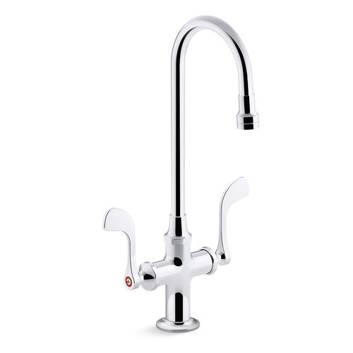 Main product image of Triton Bowe Monoblock Gooseneck Bathroom Sink Faucet with Wristblade Handles, Laminar Flow, 1.0 GPM, K-100T70-5AKL-CP