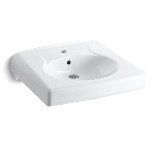 Main product image of Brenham 1-Hole Wall-Mount/Concealed Arm Bathroom Sink (White), K-1997-1-0