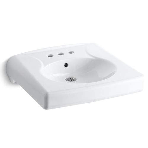 Main product image of Brenham 3-Hole Wall-Mount/Concealed Arm Bathroom Sink for 4" Centerset Faucets (White), K-1997-4-0