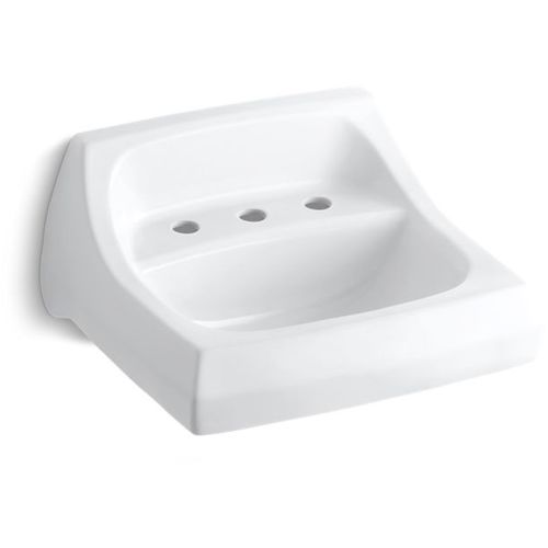 Main product image of Kingston 21-1/4" x 18-1/8" Wall-Mount/Concealed Arm Bathroom Sink for 8" Centerset Faucets (White), K-2006-0