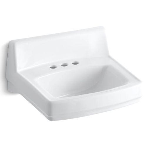 Main product image of Greenwich 20-3/4" x 18-1/4" Wall-Mount/Concealed Arm Bathroom Sink for 4" Centerset Faucets (White), K-2032-0