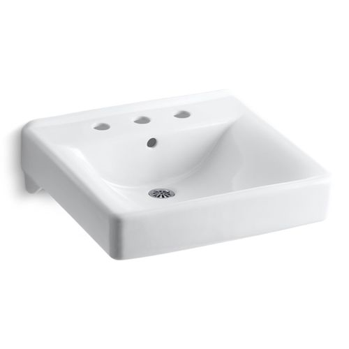 Main product image of Soho 20" x 18" Wall-Mount/Concealed Arm Bathroom Sink for 8" Widespread Faucets (White), K-2053-0