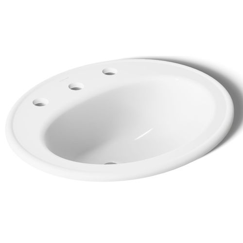 Main product image of Pennington 20-1/4" Drop-In Bathroom Sink for 8" Widespread Faucets (White), K-2196-8-0