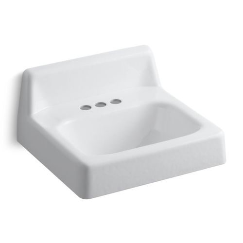 Main product image of Hudson 19" Wall-Mount Bathroom Sink for 4" Centerset Faucets (White), K-2861-0