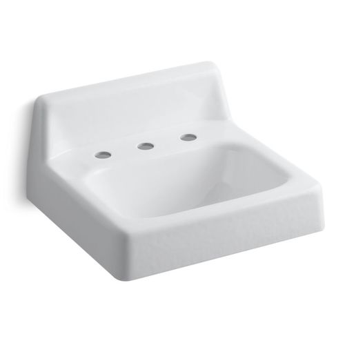Main product image of Hudson 20" x 18" Wall-Mount Bathroom Sink for 8" Centerset Faucets, w/ Lugs (White), K-2868-0