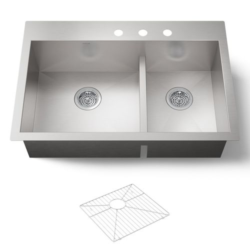 Main product image of Vault Smart Divide 33" 4-Hole Top/Undermount Double Bowl Kitchen Sink, K-3839-3-NA