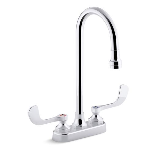 Kohler Triton Bowe 1.0 GPM Monoblock Gooseneck Bathroom Sink Faucet, Aerated Flow & Wristblade Handles, No Drain main image 0