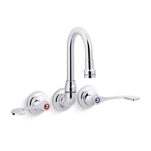 Main product image of Triton Bowe Shelf-Back Sink Faucet with Wristblade Handles and Grid Drain, 2.0 GPM, K-520T70-5AEA-CP
