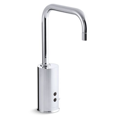 Main product image of Gooseneck Touchless Lav Faucet with Temperature Mixer, 24" Flexible Hose, Sculpted Lever Handles, & Drain, AC Powered, 0.5 GPM, K-7519-CP