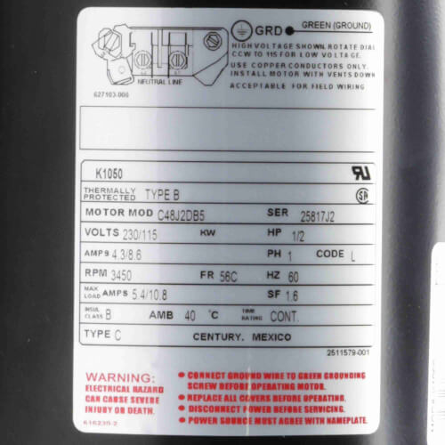 Main product image of 1/2 HP 115/230v Jet Pump Motor, 1 PH, 3450 RPM, 56C Frame, ODP