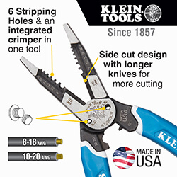 Main product image of Klein-Kurve Heavy-Duty Wire Stripper/Crimper/Multi-Tool 8-20 AWG