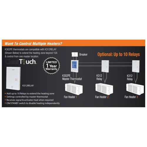 Main product image of ClearTouch Series DP Electronic Non-Programmable Thermostat (120-240V, 15A)