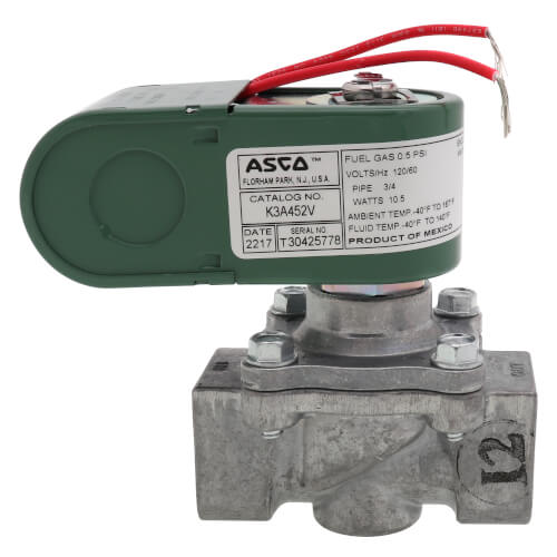 Main product image of 3/4" Threaded 2-Way Normally Closed Low Pressure Direct Acting Gas Shutoff Valve (110/120V)