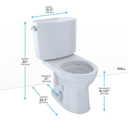 Main product image of CST453CEF#51 Drake II 2-Piece Round 1.28 GPF Universal Height Toilet (Ebony)