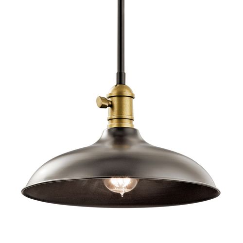 Main product image of Cobson 7.5" 1 Light Convertible Pendant or Semi Flush (Olde Bronze) w/ (Natural Brass) Accents