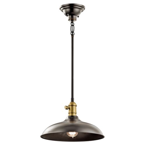 Main product image of Cobson 7.5" 1 Light Convertible Pendant or Semi Flush (Olde Bronze) w/ (Natural Brass) Accents