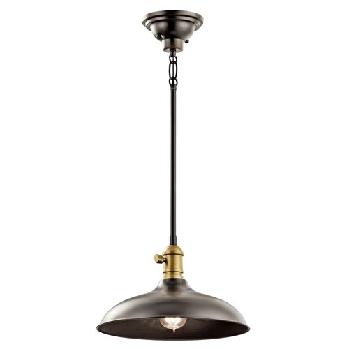 Main product image of Cobson 7.5" 1 Light Convertible Pendant or Semi Flush (Olde Bronze) w/ (Natural Brass) Accents