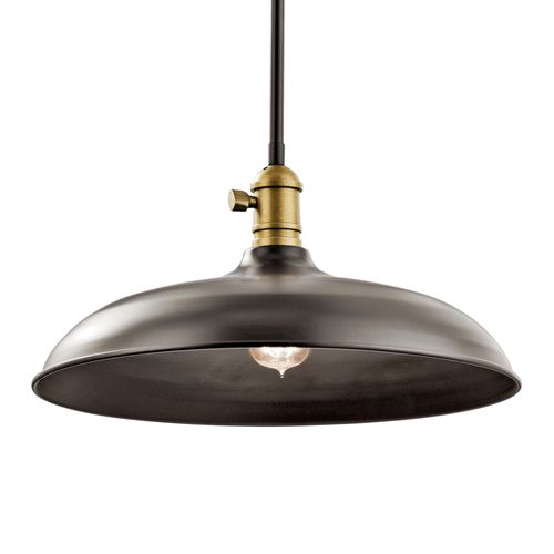Main product image of Cobson 8" 1 Light Convertible Pendant or Semi Flush (Olde Bronze) w/ (Natural Brass) Accents