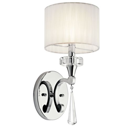 Main product image of Parker Point 15.5" 1 Light Wall Sconce w/ Optical Crystal Accents and Organza Fabric (Chrome)