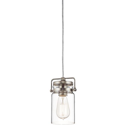 Main product image of Brinley 7.75" 1 Light Mini Pendant w/ Clear Glass (Brushed Nickel)