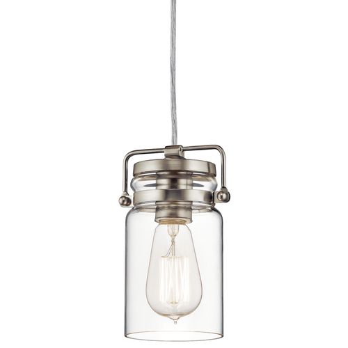 Main product image of Brinley 7.75" 1 Light Mini Pendant w/ Clear Glass (Brushed Nickel)
