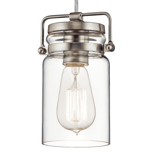 Main product image of Brinley 7.75" 1 Light Mini Pendant w/ Clear Glass (Brushed Nickel)