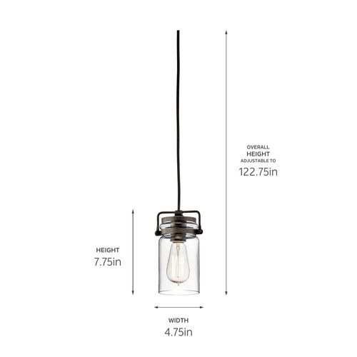 Main product image of Brinley 7.75" 1 Light Mini Pendant w/ Clear Glass (Olde Bronze)