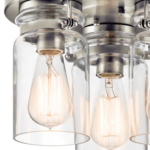 Main product image of Brinley 11.75" 3 Light Flush Mount w/ Clear Glass (Brushed Nickel)