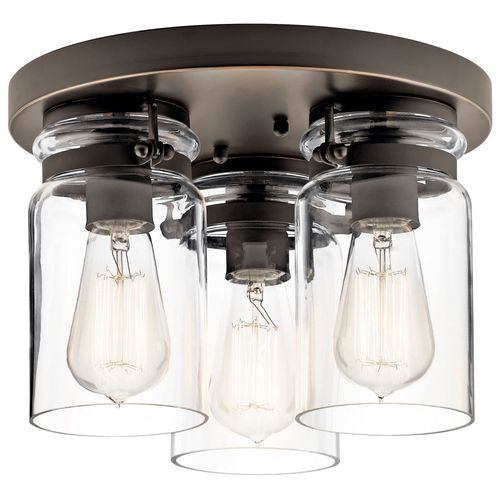 Main product image of Brinley 11.75" 3 Light Flush Mount w/ Clear Glass (Olde Bronze)