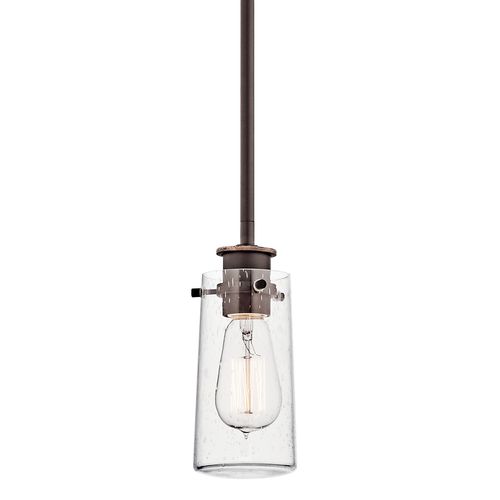 Main product image of Braelyn 8.5" 1 Light Mini Pendant w/ Clear Seeded Glass (Olde Bronze)
