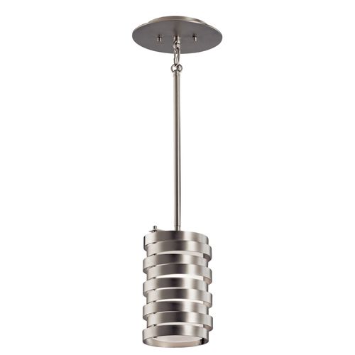 Main product image of Roswell 8.5" 1 Light Mini Pendant w/ Satin Etched Diffuser and Off White Linen Shade (Brushed Nickel)
