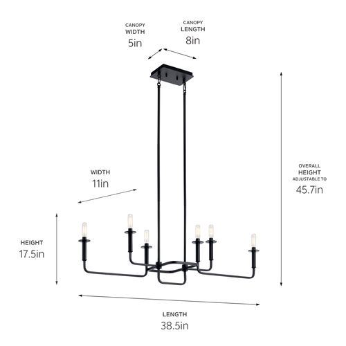Main product image of Alden 17.5" Linear Chandelier (Black)