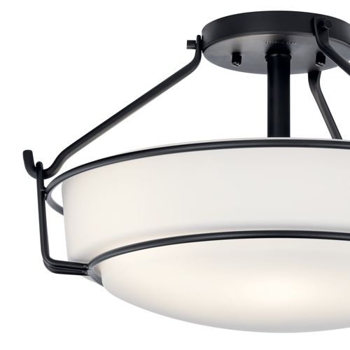 Main product image of Alkire 16.5" 3 light Semi Flush w/ Satin Etched White Glass (Olde Bronze)