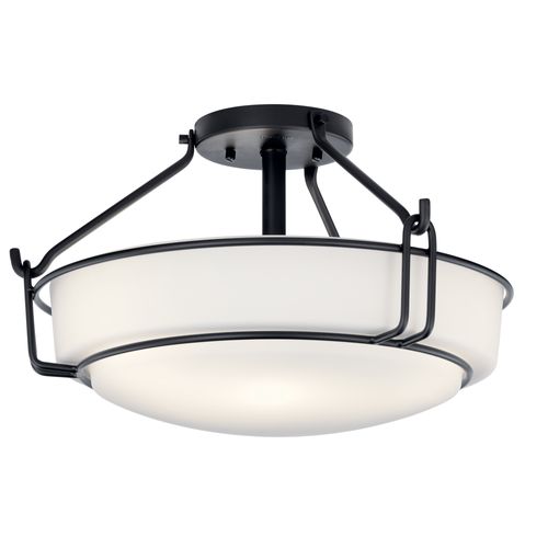 Main product image of Alkire 16.5" 3 light Semi Flush w/ Satin Etched White Glass (Olde Bronze)