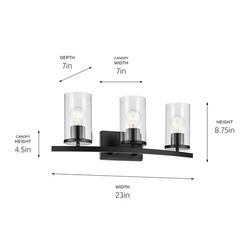 Main product image of Crosby 3 Light Vanity Light (Black)