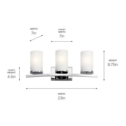 Main product image of Crosby 23" 3 Light Vanity Light Satin Etched Cased Opal (Chrome)