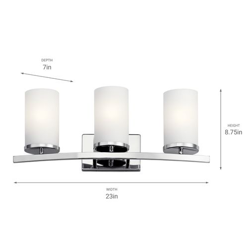 Main product image of Crosby 23" 3 Light Vanity Light Satin Etched Cased Opal (Chrome)